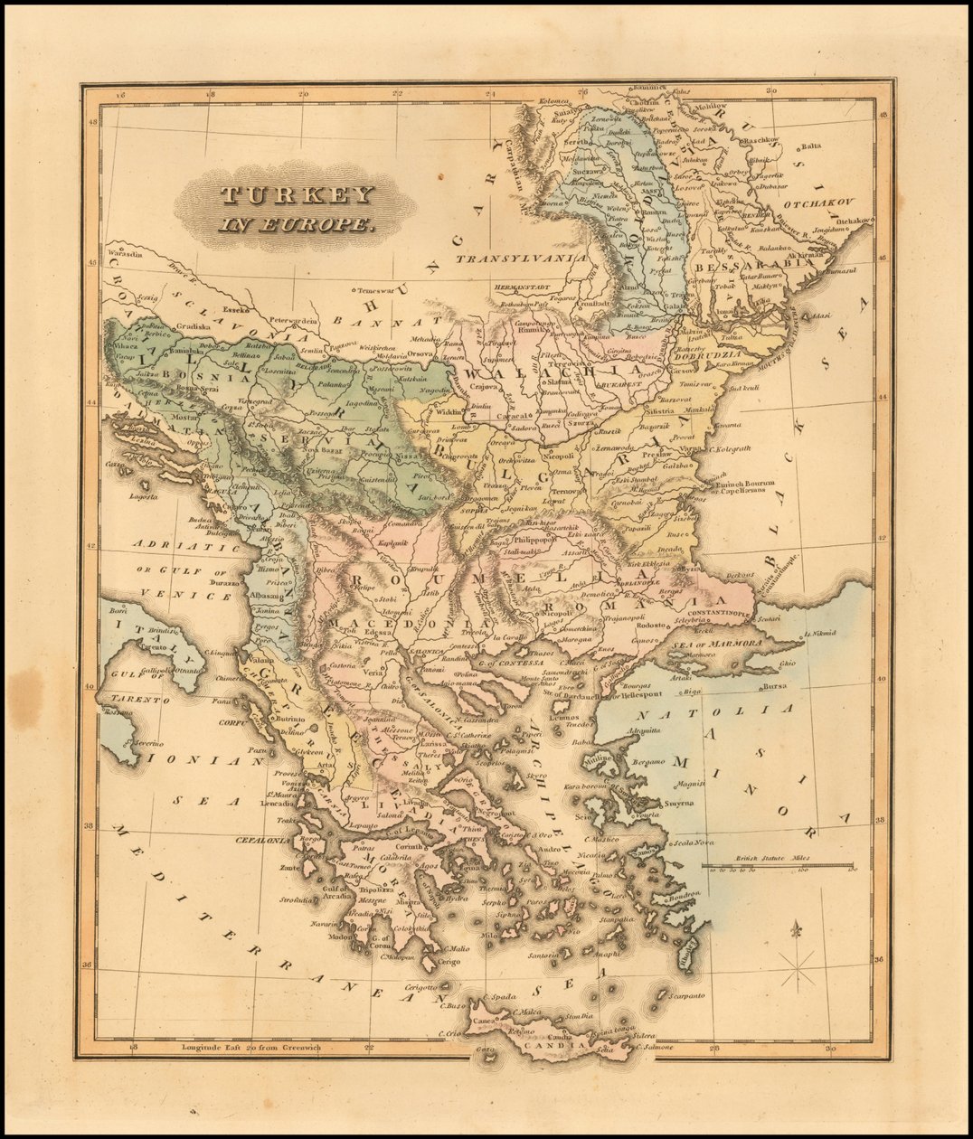 1823-as térkép Törökországról Európában, készítette Fielding Lucas, Jr. alkotó: Fielding Lucas Jr.