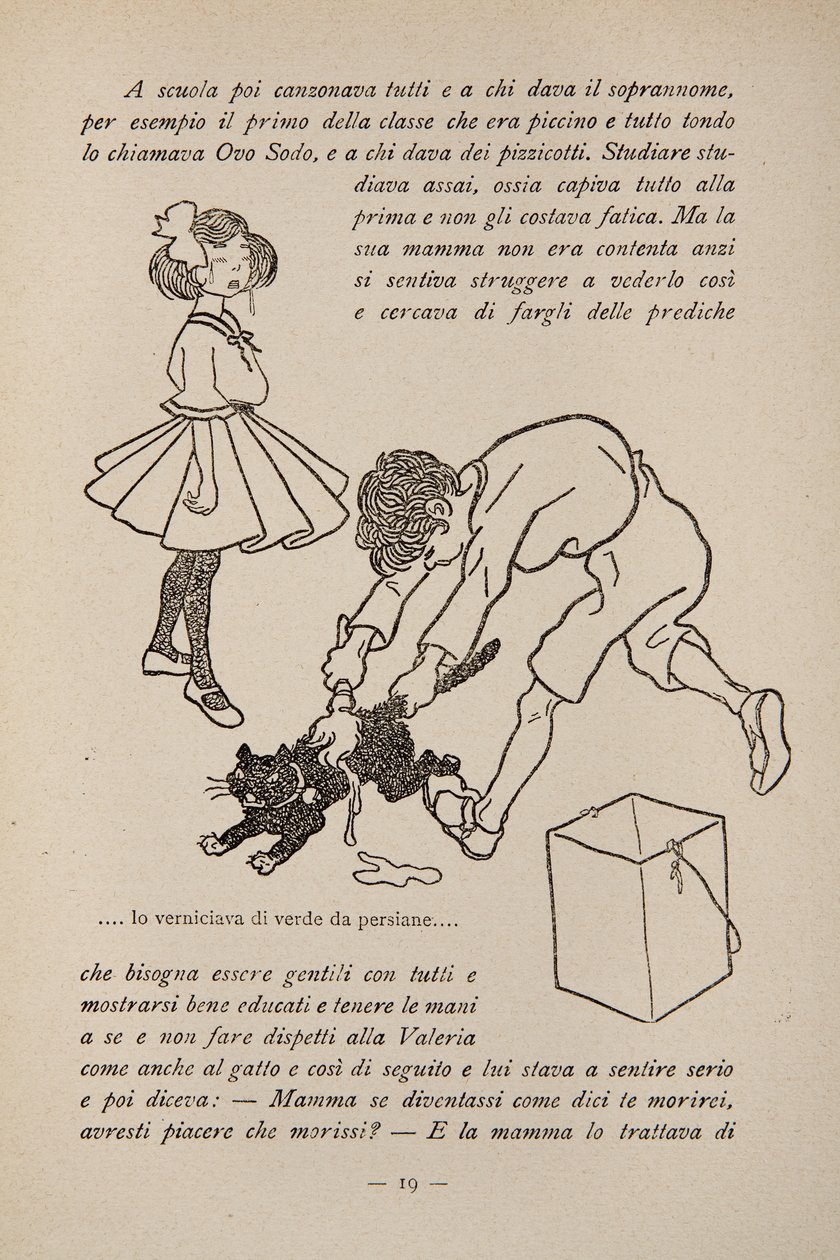 Illusztráció egy gyermekkönyvből, 1920-30 körül alkotó: Filiberto Scarpelli