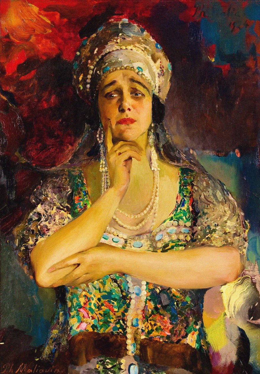 Nadezhda Plevitskaya énekesnő portréja, 1924 alkotó: Filipp Andreevic Maljavin