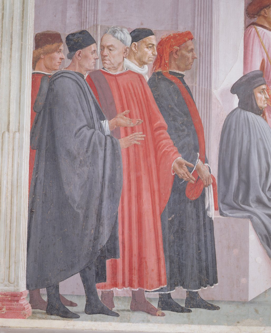 Részlet Theophilus fiának felneveléséből és trónoló Szent Péterből alkotó: Filippino Lippi
