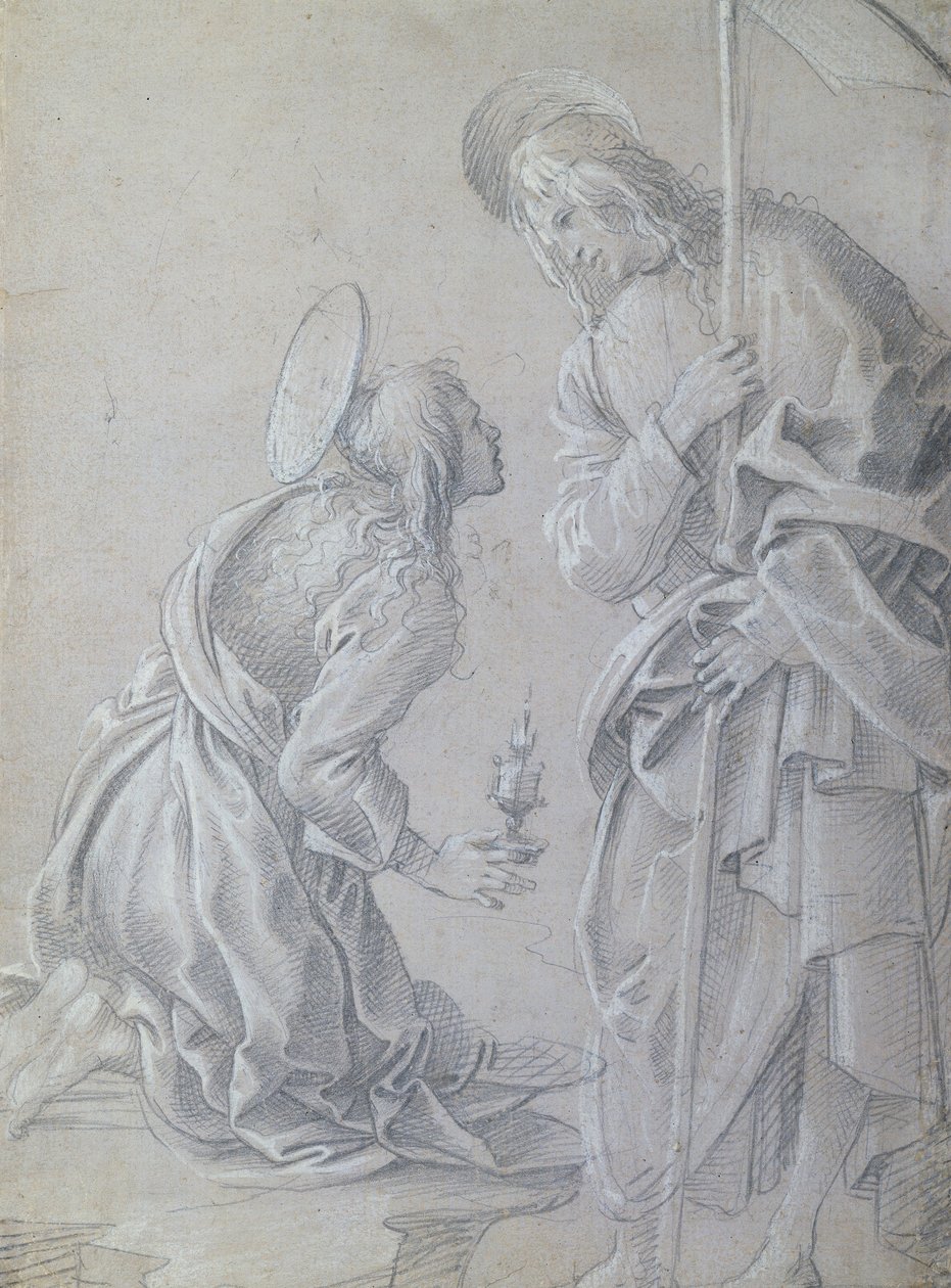 Térdelő Szent Mária Magdolna és álló Krisztus alkotó: Filippino Lippi