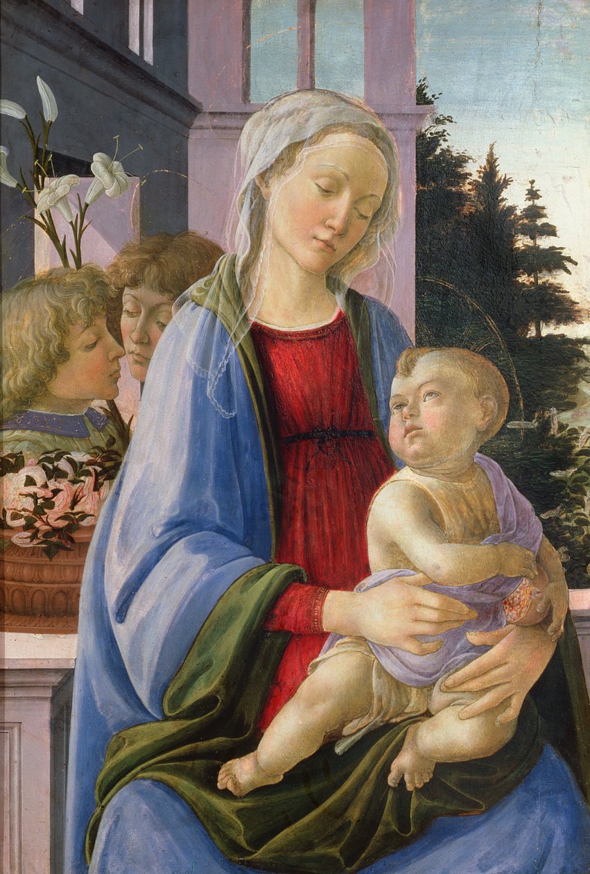 Madonna és gyermeke angyalokkal (A gránátalma madonnája) alkotó: Filippino Lippi