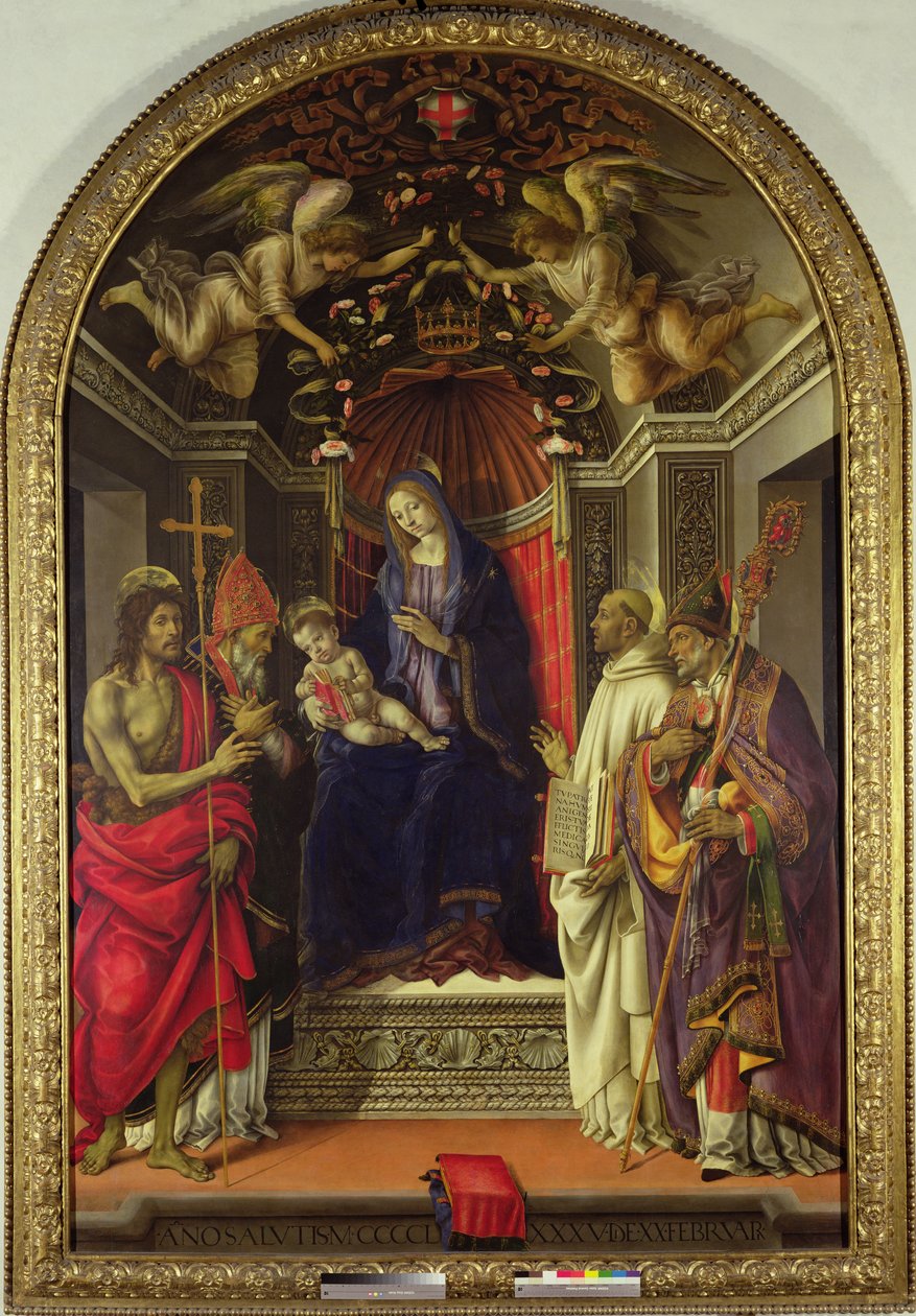 Madonna és gyermeke szentekkel, 1486 (tempera a panelen) alkotó: Filippino Lippi