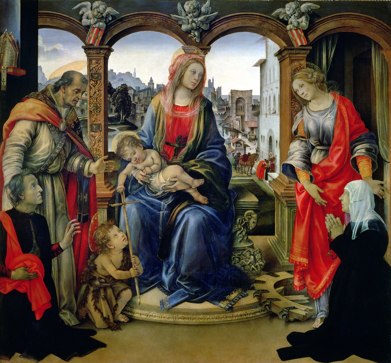 Nerli oltárkép: Szent Márton, Szent Katalin és az adományozók, Tanai és Nanna dei Nerli, 1494. alkotó: Filippino Lippi