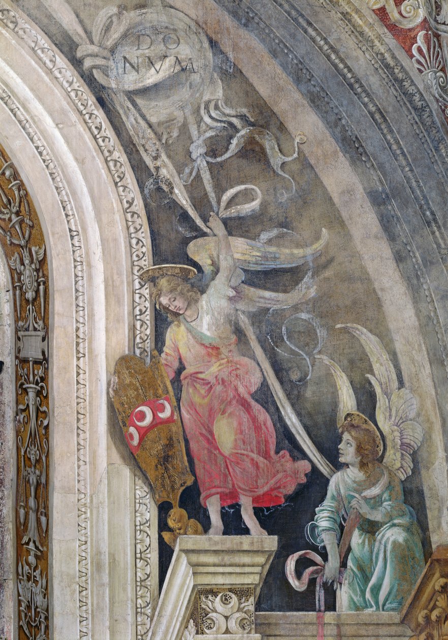 Két angyal, részlet a Strozzi-kápolna keleti falának jobb oldaláról, 1457-1502 körül. alkotó: Filippino Lippi