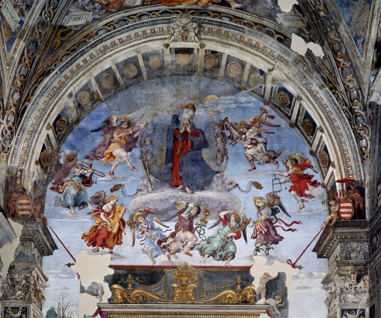 A szűz részlet mennybevétele. Fülöp-szigeteki Lippi (1457-1504) freskója 1488-1492 Róma, Santa Maria sopra Minerva templom, Carafa kápolna Olaszország alkotó: Filippino Lippi