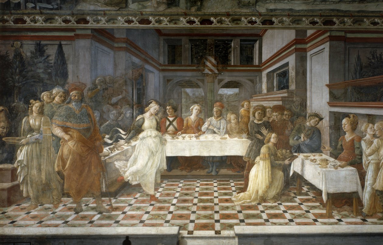 Heródes lakoma, Keresztelő Szent János életének epizódjai, 1452-64 körül (freskó) alkotó: Filippino Lippi