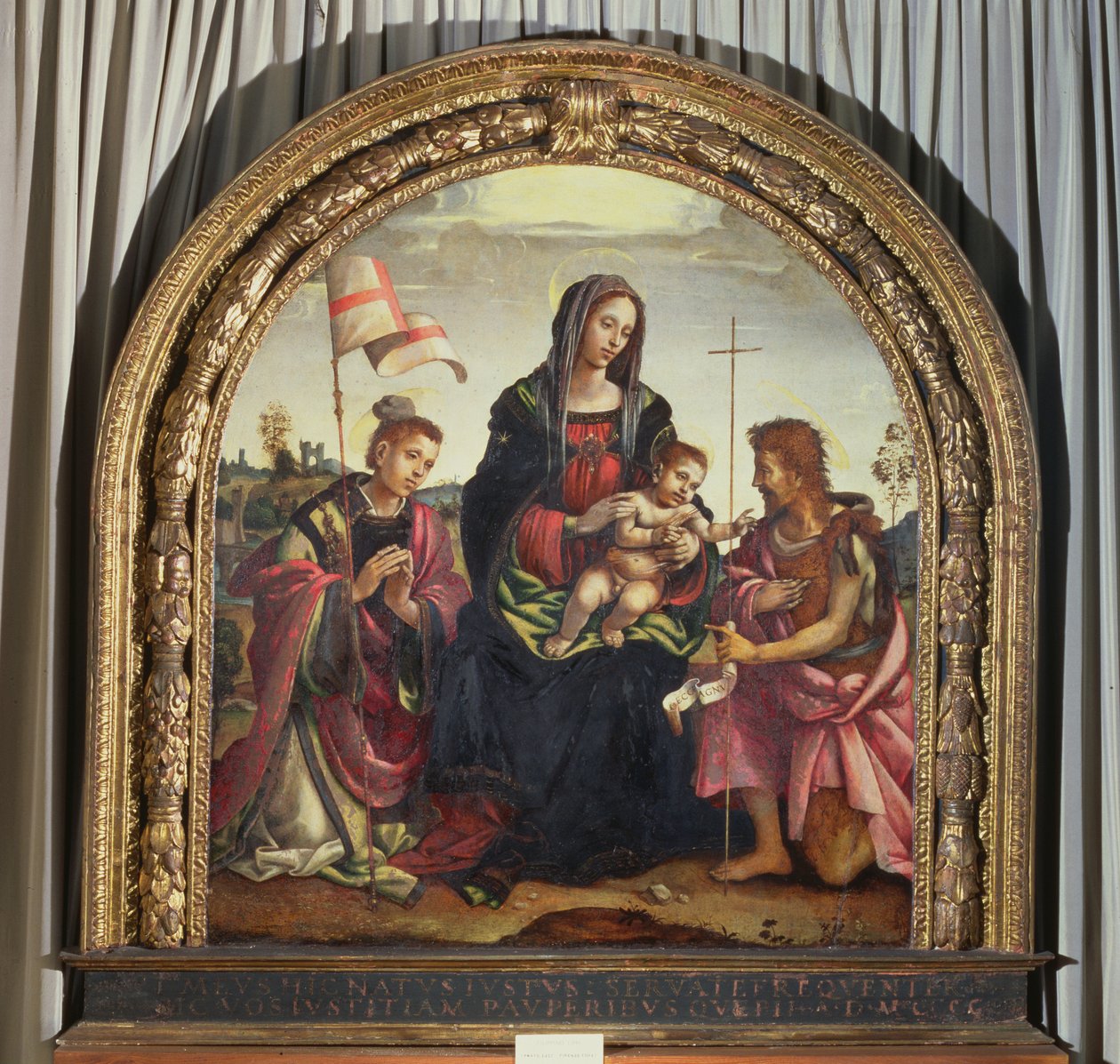 Madonna és gyermeke SS-sel. Keresztelő János és István alkotó: Filippino Lippi