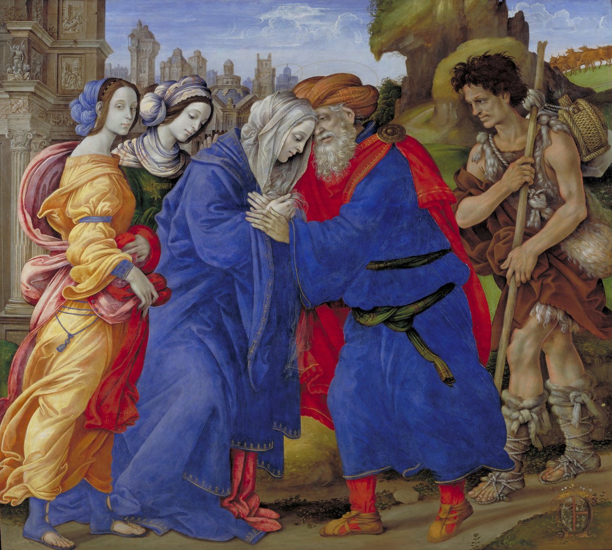 Szent Joachim és Anna találkozása az Aranykapuban, 1497 alkotó: Filippino Lippi