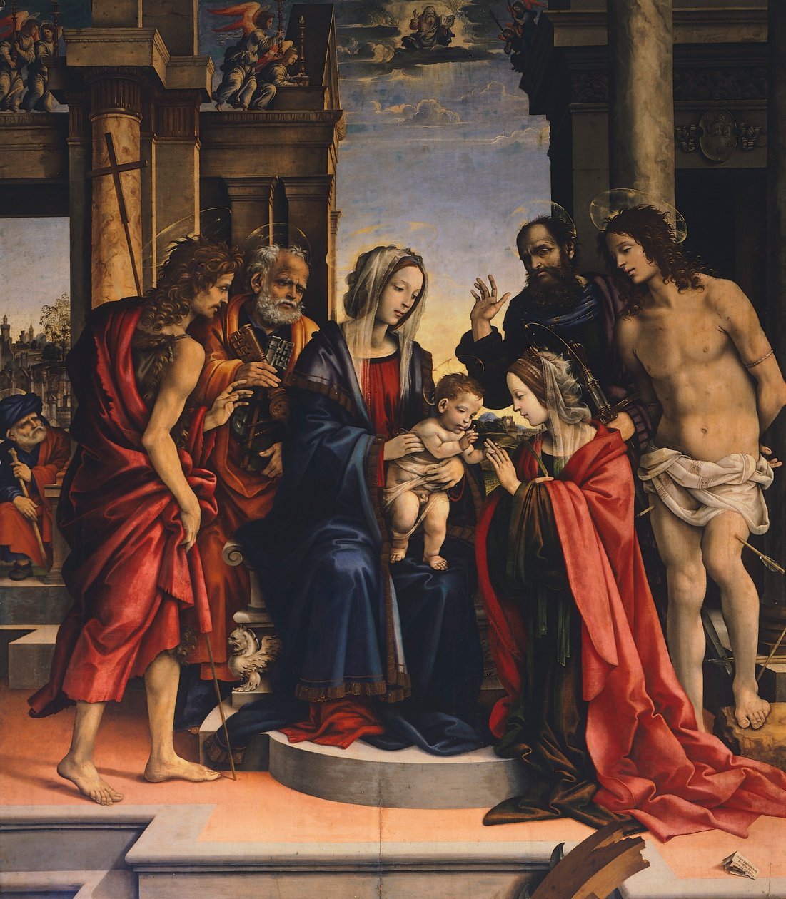 Alexandriai Szent Katalin misztikus házassága, Filippino Lippi (1457 kb-1504), olajtábla, San Domenico-bazilika, Bologna alkotó: Filippino Lippi
