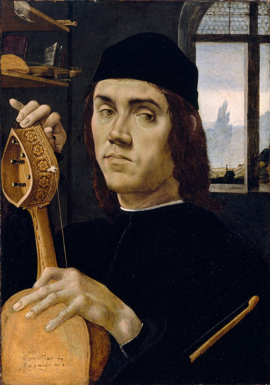 Zenész portréja alkotó: Filippino Lippi