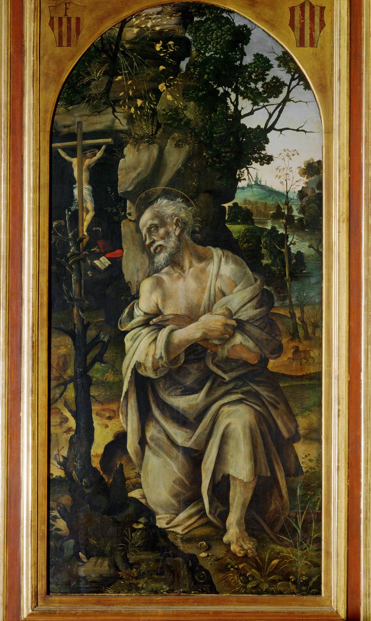 Szent Jeromos bűnbánó (festmény fára) alkotó: Filippino Lippi