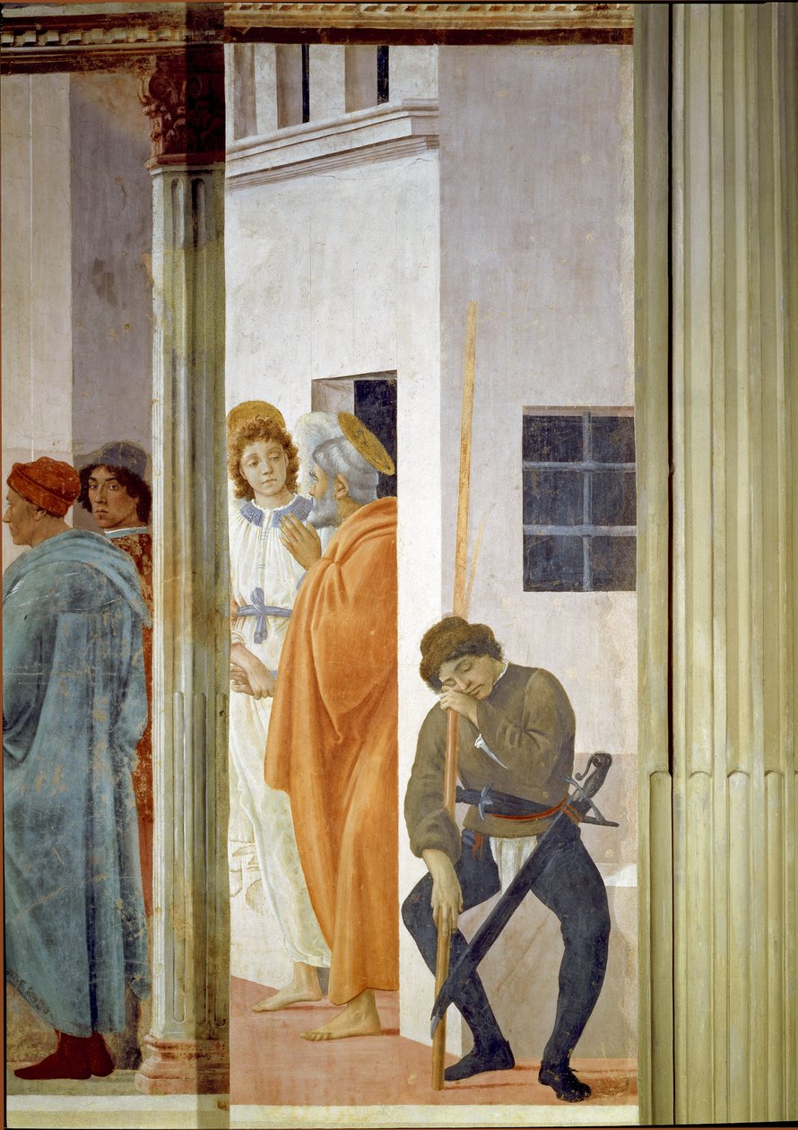 Szent Pétert egy angyal szabadította ki a börtönből Fülöp-szigeteki Lippi (1457-1504) freskója 1481-1486 Mérete 232x89 cm Firenzei Santa Maria del Carmine templom, Brancacci kápolna alkotó: Filippino Lippi