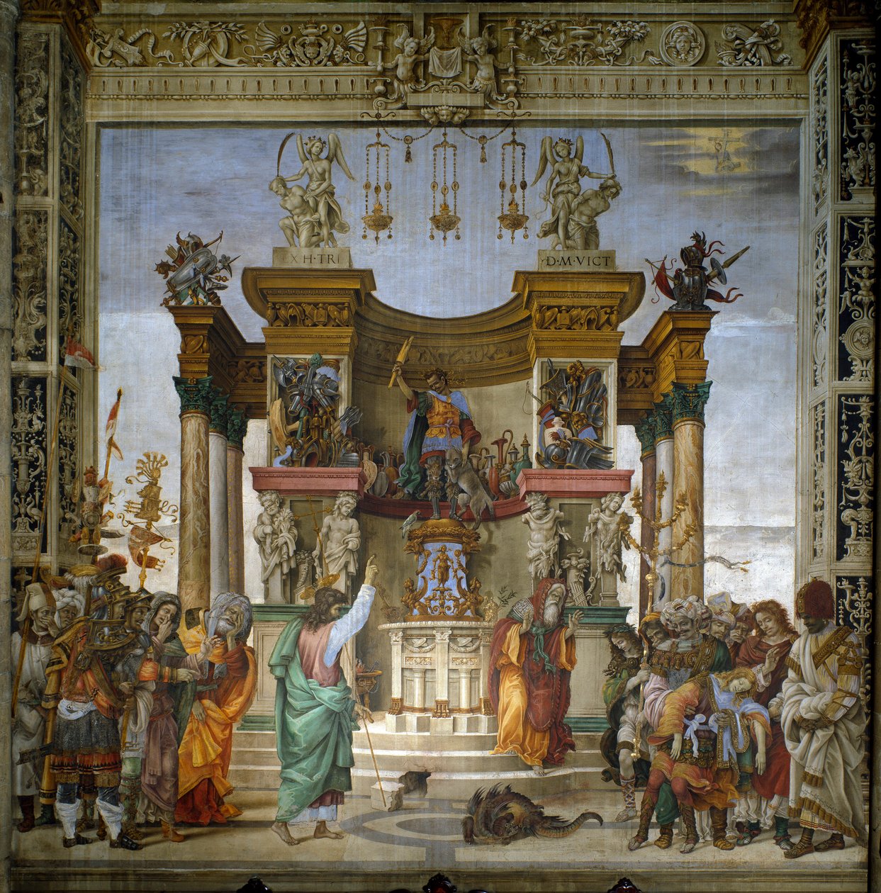 Szent Fülöp kiűzi a sárkányt a hierapoliszi templomból Fülöp-szigeteki Lippi (1457-1504) freskója 1487-1502 Strozzi-kápolna, Santa Maria Novella, Firenze - Szent Fülöp kiűzi a sárkányt a hierapoliszi templomból, filippínó Lippi (1457-1504) ) ..... Friss alkotó: Filippino Lippi