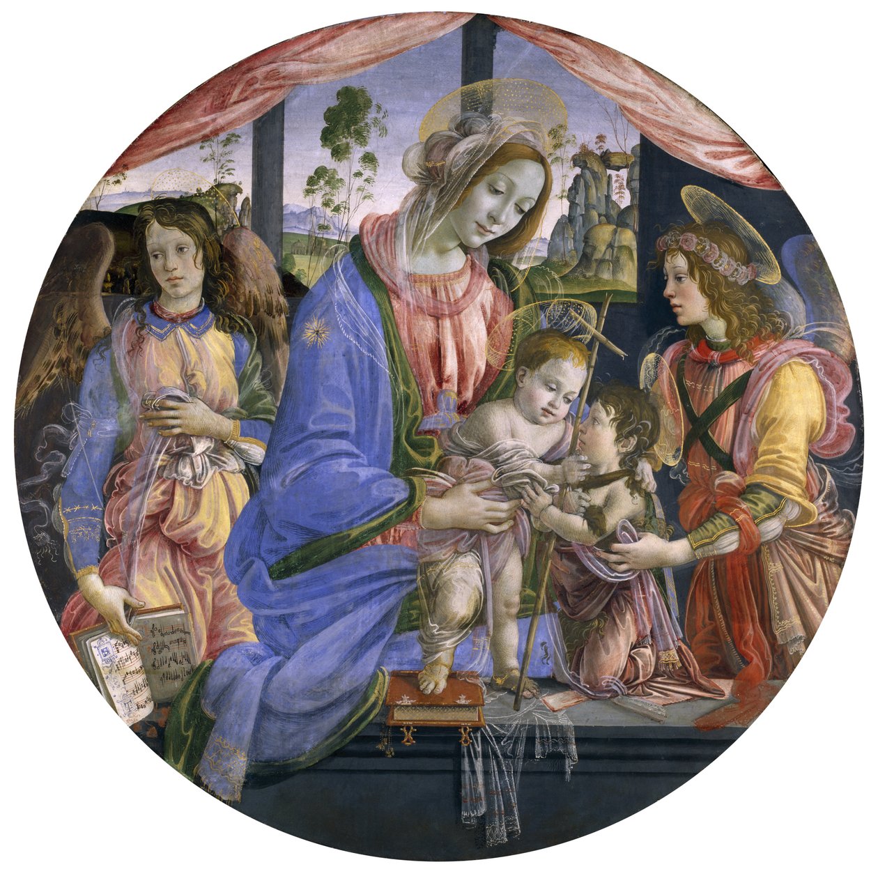 Madonna és gyermek a csecsemő Szent Jánossal és két angyallal, 1480-as évek közepe (tempera a panelen) alkotó: Filippino Lippi