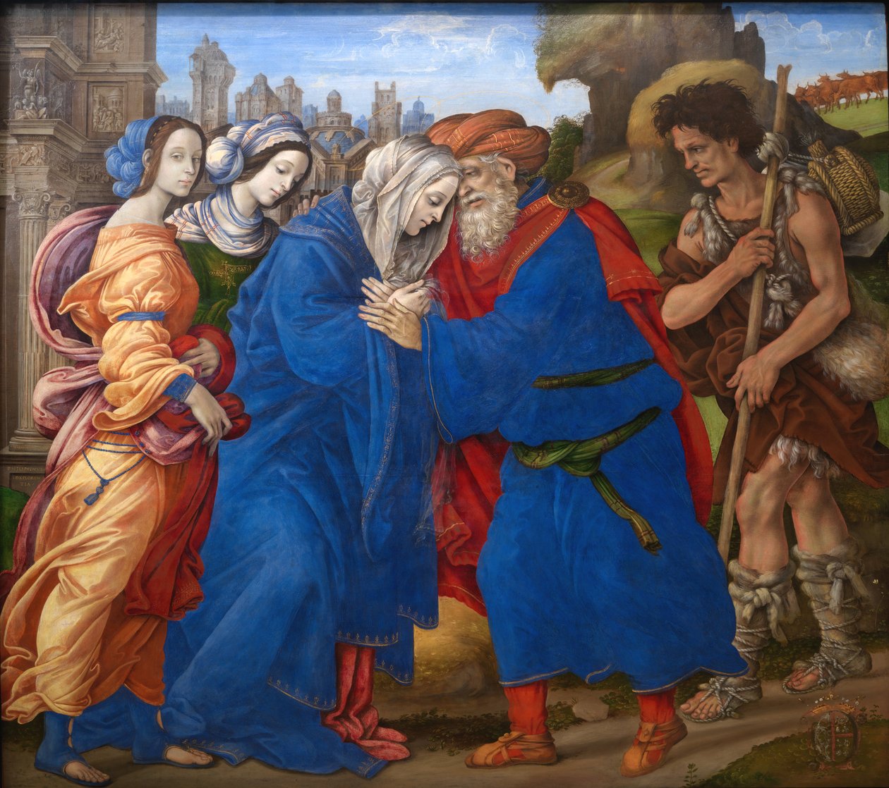 Joachim és Anne találkozása Jeruzsálem Aranykapuján kívül alkotó: Filippino Lippi