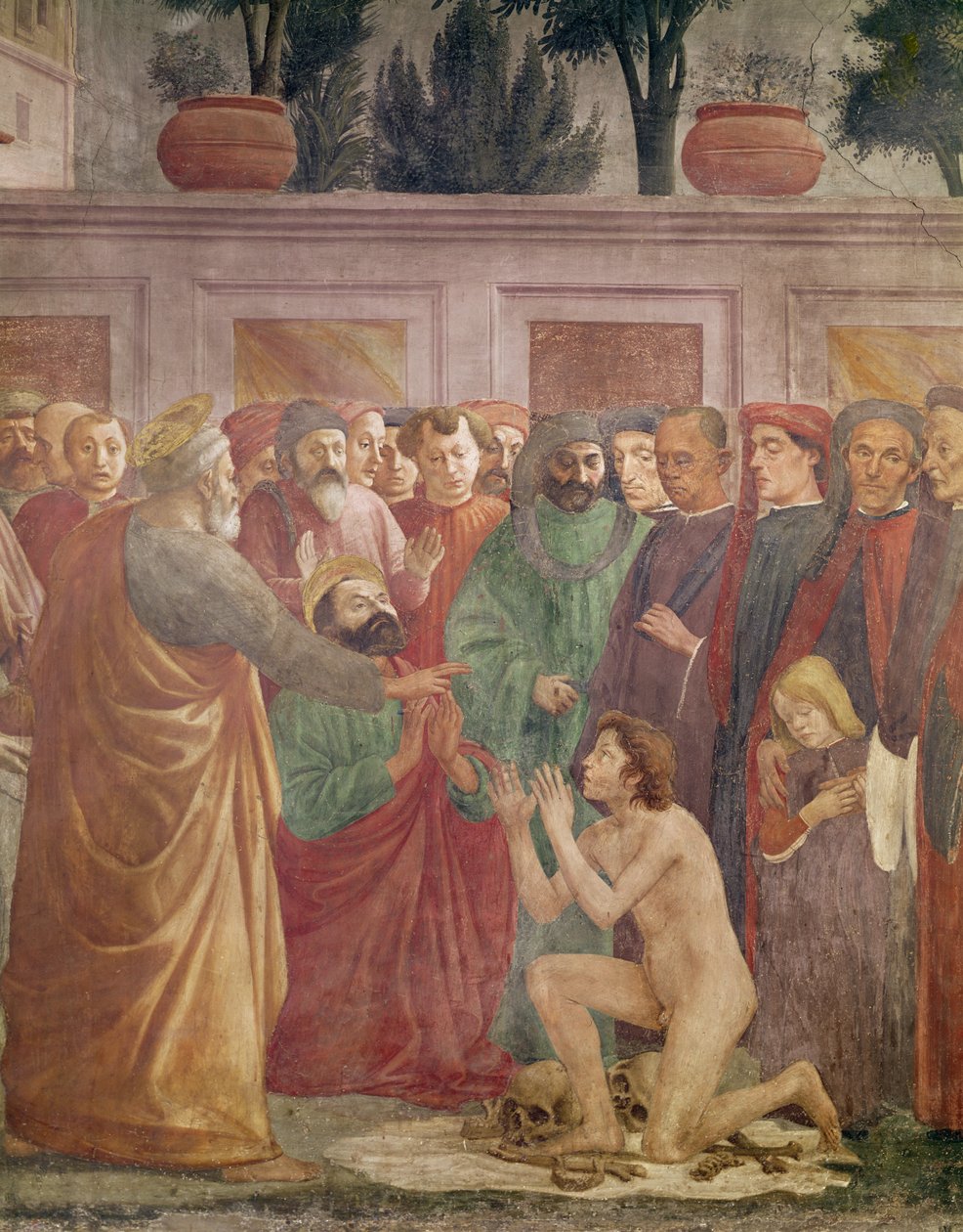 Theophilus, Antiochia királya fiának feltámadása, Szent Péter és Teofil részlet, 1425-27 körül, 1484-85 (63302 részlet) alkotó: Filippino Lippi