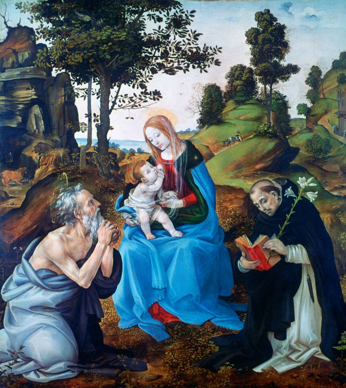 A Szűz és a Gyermek szentekkel, Jeromossal és Domonkossal, 1485 alkotó: Filippino Lippi
