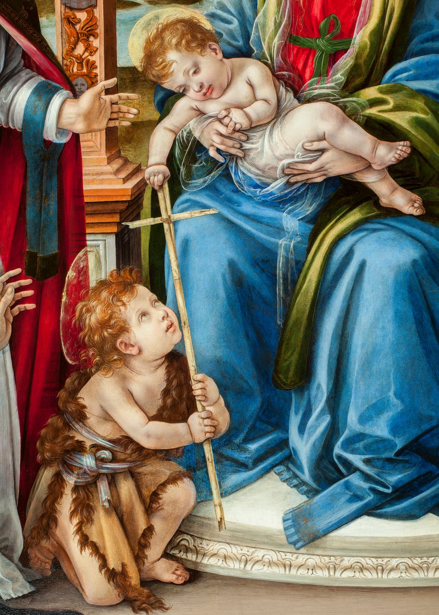 Szűz gyermekkel és Keresztelő Szent Jánossal, Szent Mártonnal és Alexandriai Szent Katalinnal) Nerli oltárkép részlete (tempera a panelen alkotó: Filippino Lippi