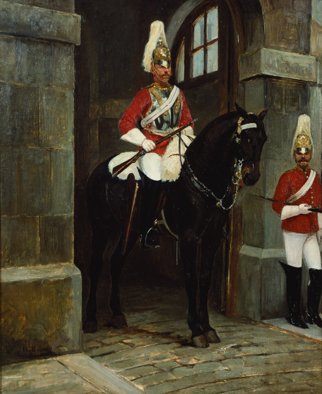 Life Guards on Duty kívül Whitehall, c. 1884-85 alkotó: Filippo Baratti