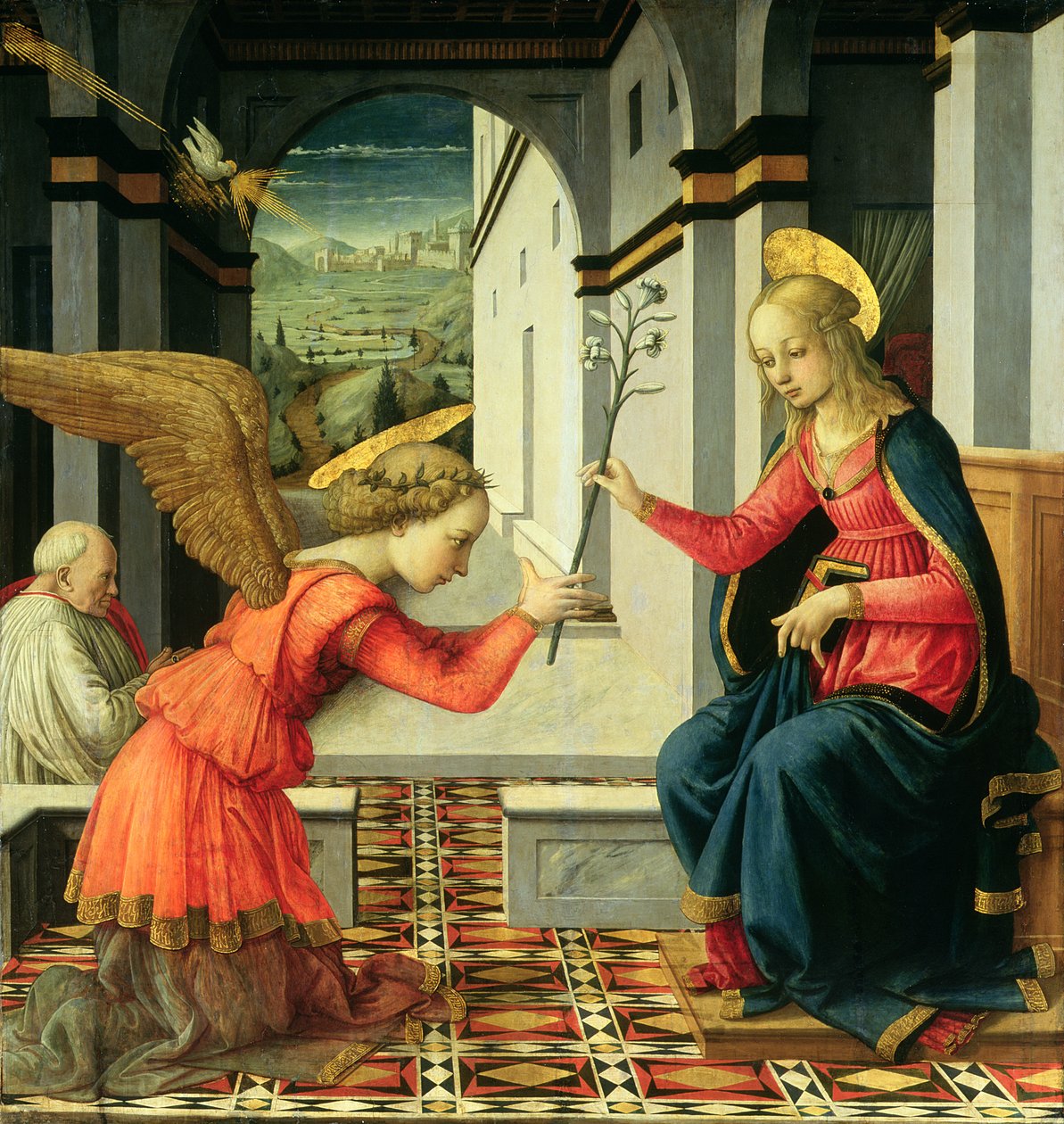 Az Angyali üdvözlet tempera a 225657-es panelrészleten alkotó: Fra Filippo Lippi