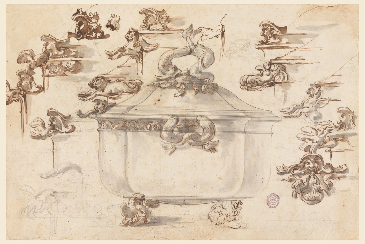 Rajz, Designs for Silver Tureen, 1769 alkotó: Filippo Marchionni