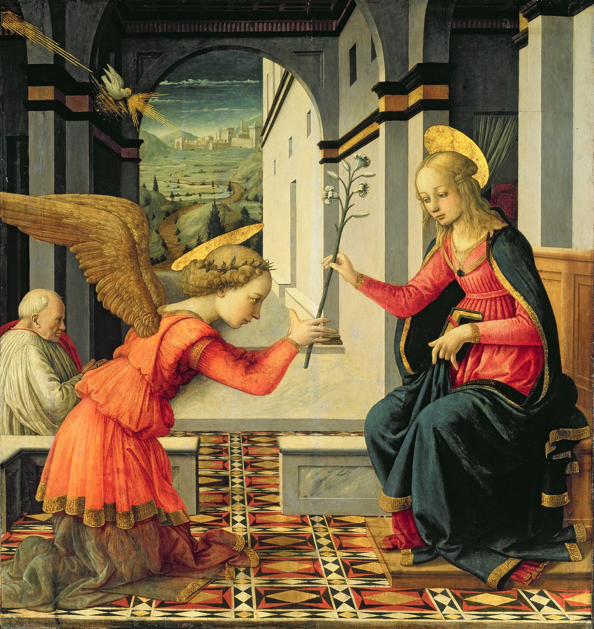 Angyali üdvözlet (tempera a panelen) alkotó: Filippo (and workshop) Lippi