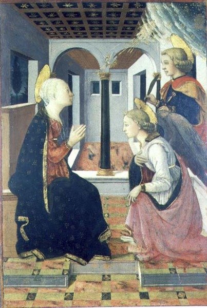 Angyali üdvözlet St. Julianussal (panel) alkotó: Filippo (workshop of) Lippi