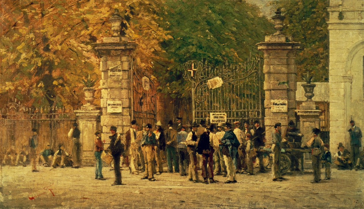 Szünet az 1881-es kiállításon, amelyet 1887-ben festett Filippo Carcano (1840-1914) alkotó: Filippo Carcano