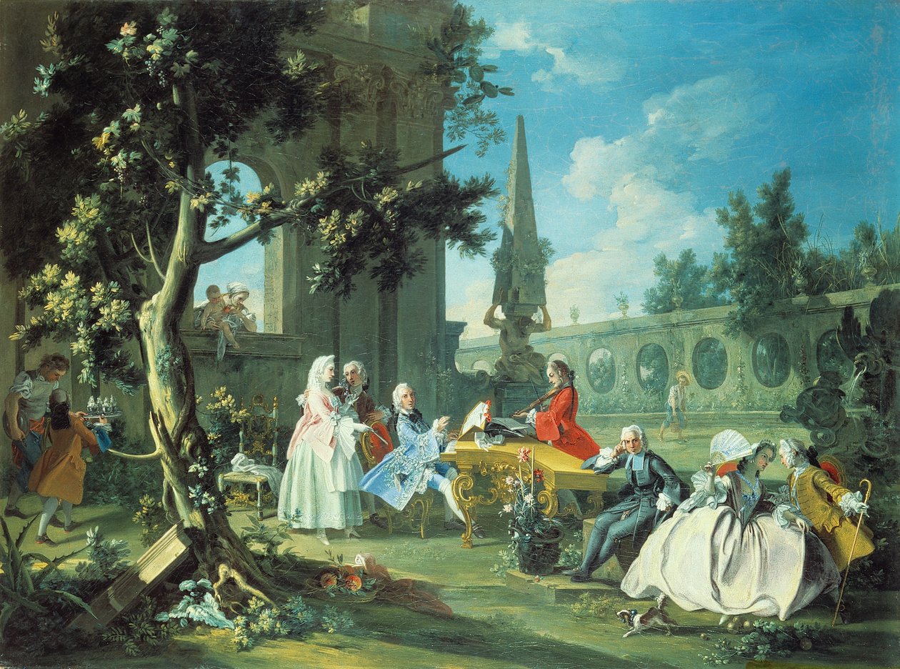 Koncert a kertben, 1750 körül alkotó: Filippo Falciatore