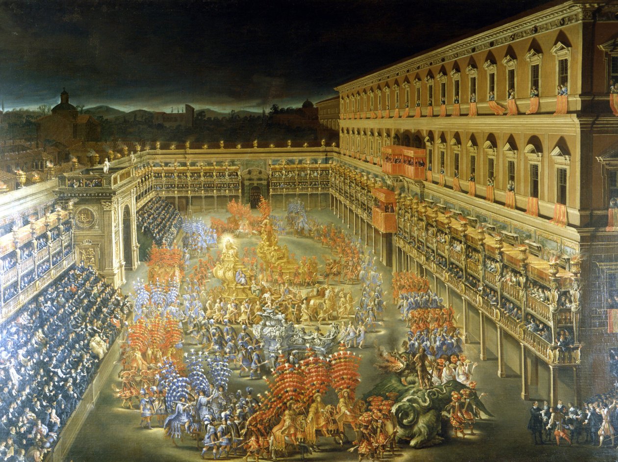Ünnep a Palazzo Barberiniben Christine de Suede (Svédország Christine) tiszteletére, 1656.02.28 Filippo Lauri (1623-1694) és Filippo Gagliardi (meghalt 1659-ben) festménye. 17. századi Róma, Római Múzeum alkotó: Filippo and Gagliardi Filippo Lauri