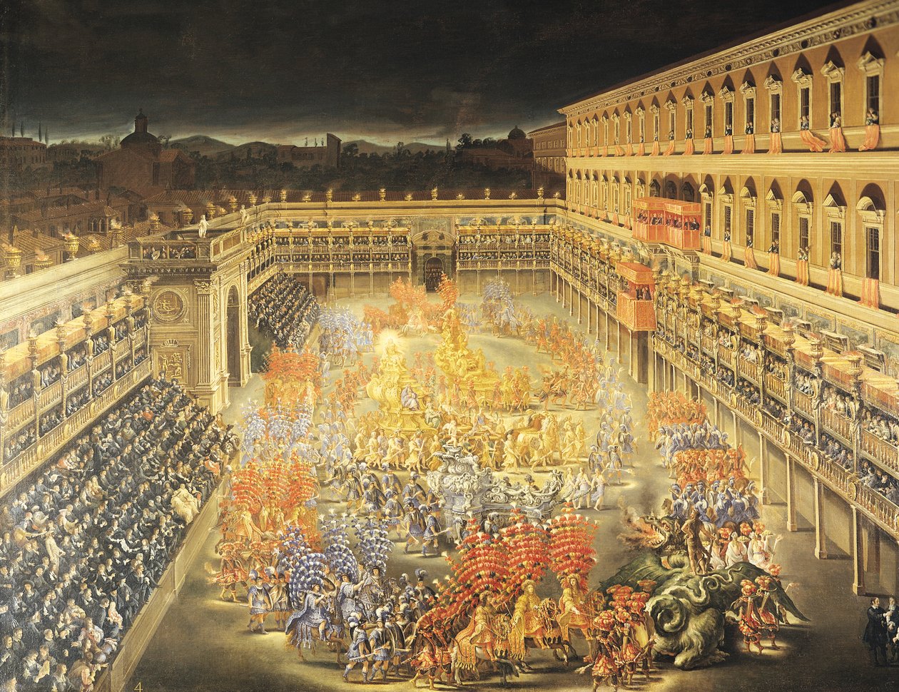 Fesztivál Krisztina svéd királynő (1626-89) tiszteletére a Palazzo Barberiniben alkotó: Filippo Lauri