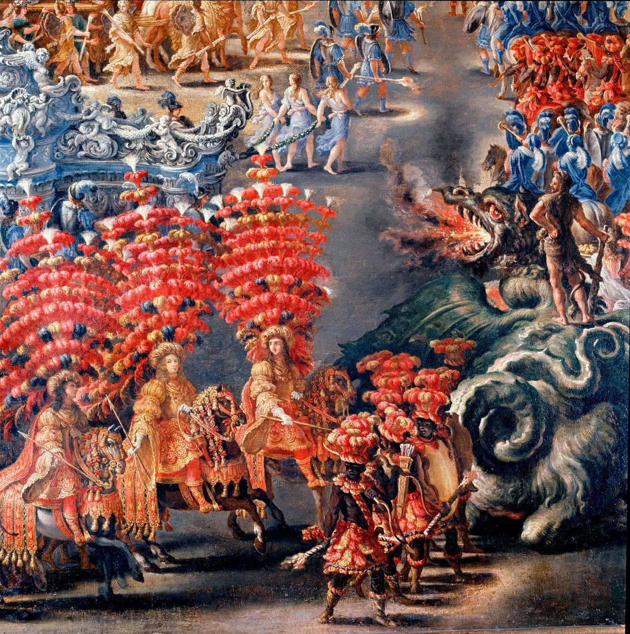 Ünnep a Palazzo Barberiniben Christine de Suede (Svéd Krisztina) tiszteletére, 1656.02.28. Részlet. Filippo Lauri (1623-1694) és Filippo Gagliardi (meghalt 1659) festménye. 17. századi Róma, Római Múzeum alkotó: Filippo Lauri