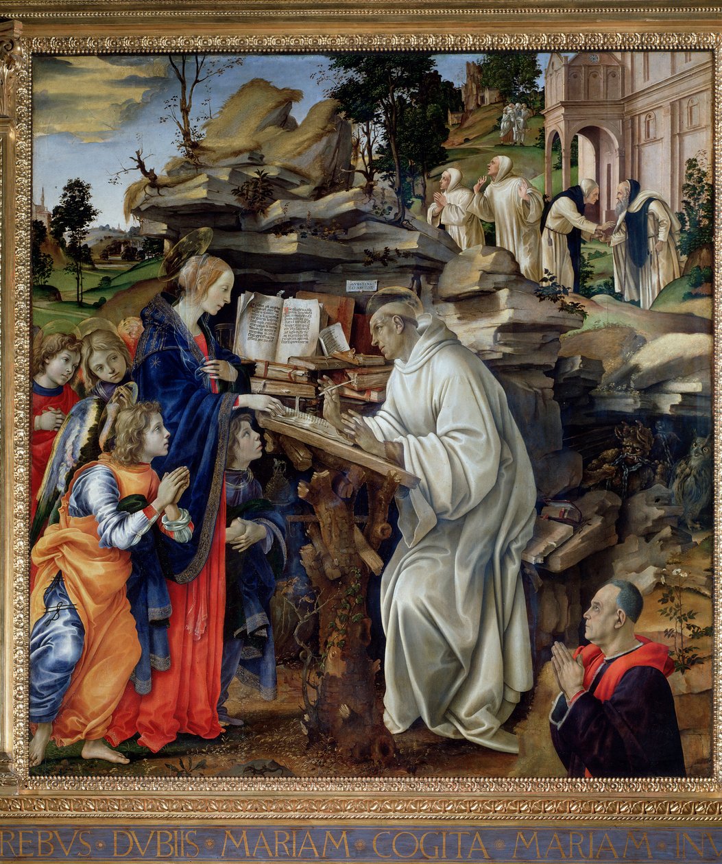 Szűz jelenése Szent Bernátnak - olaj, tábla alkotó: Filippo Lippi