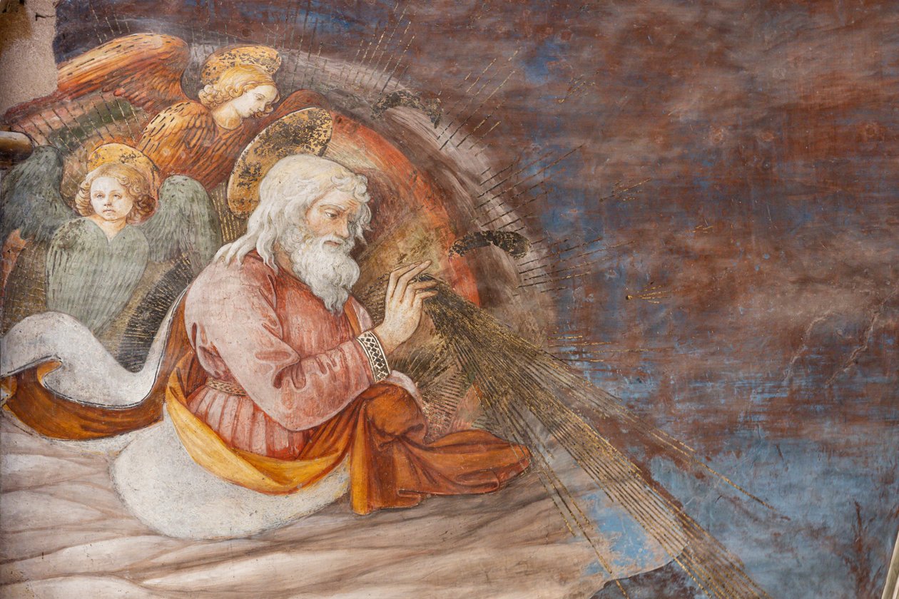 Isten és két angyal, Mária koronázásának részlete alkotó: Filippo Lippi