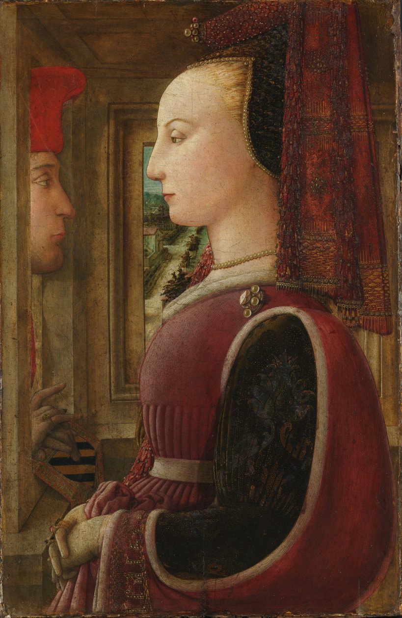 Női portré egy férfival egy ablakpárkánynál alkotó: Filippo Lippi
