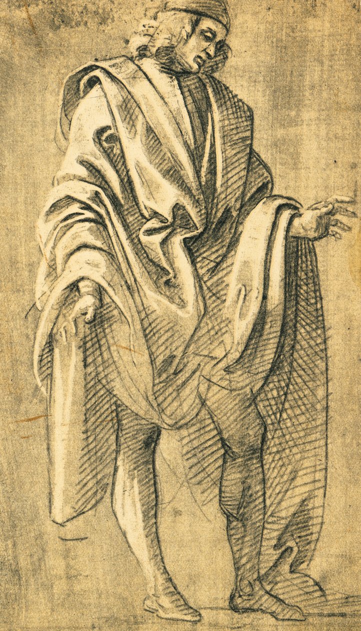 Emberi férfialak tanulmányozása, Filippo Lippi ceruzarajza (kb. 1457-1504) alkotó: Filippo Lippi