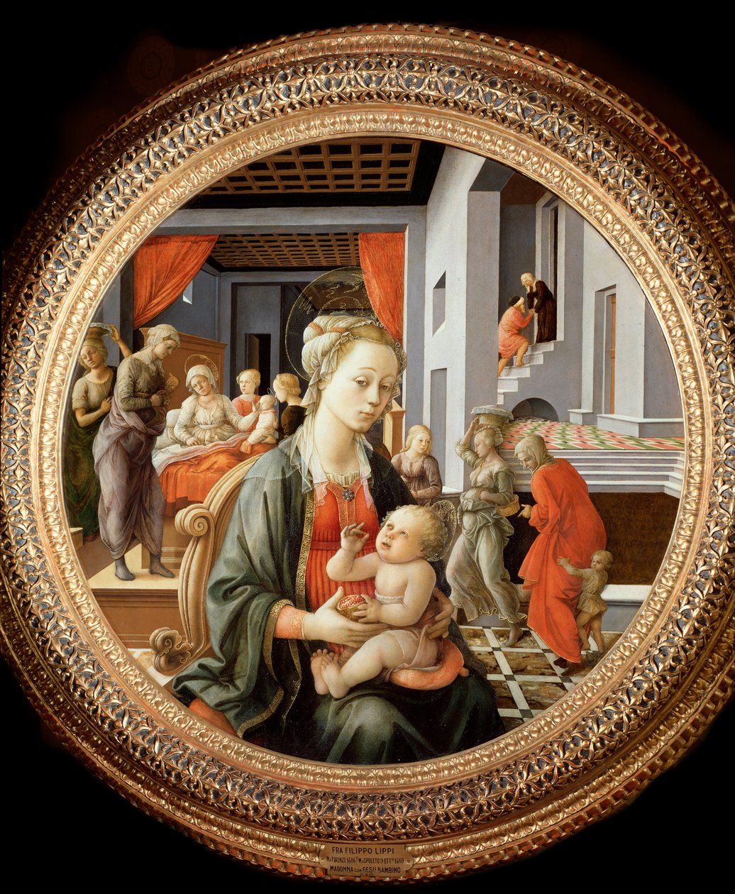 Szűz gyermekkel és Jelenetek Szent Anna életéből - olajtábla, 1450 körül alkotó: Filippo Lippi