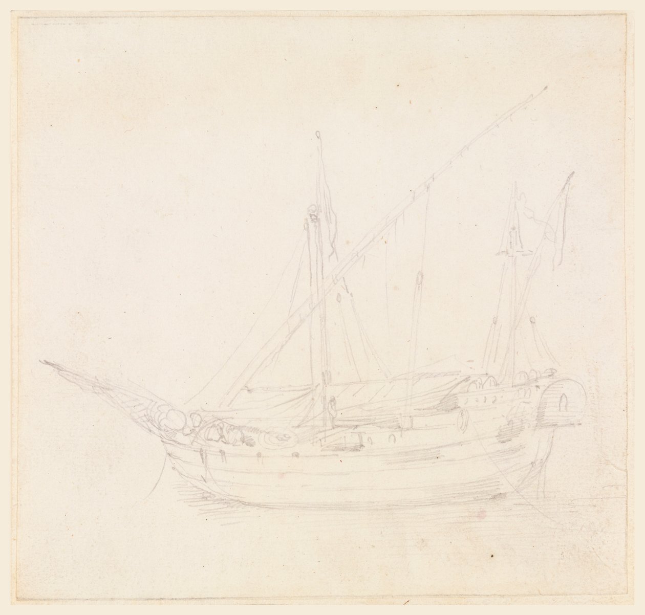 Rajz, Vitorlás hajó, 1780 körül alkotó: Filippo Marchionni