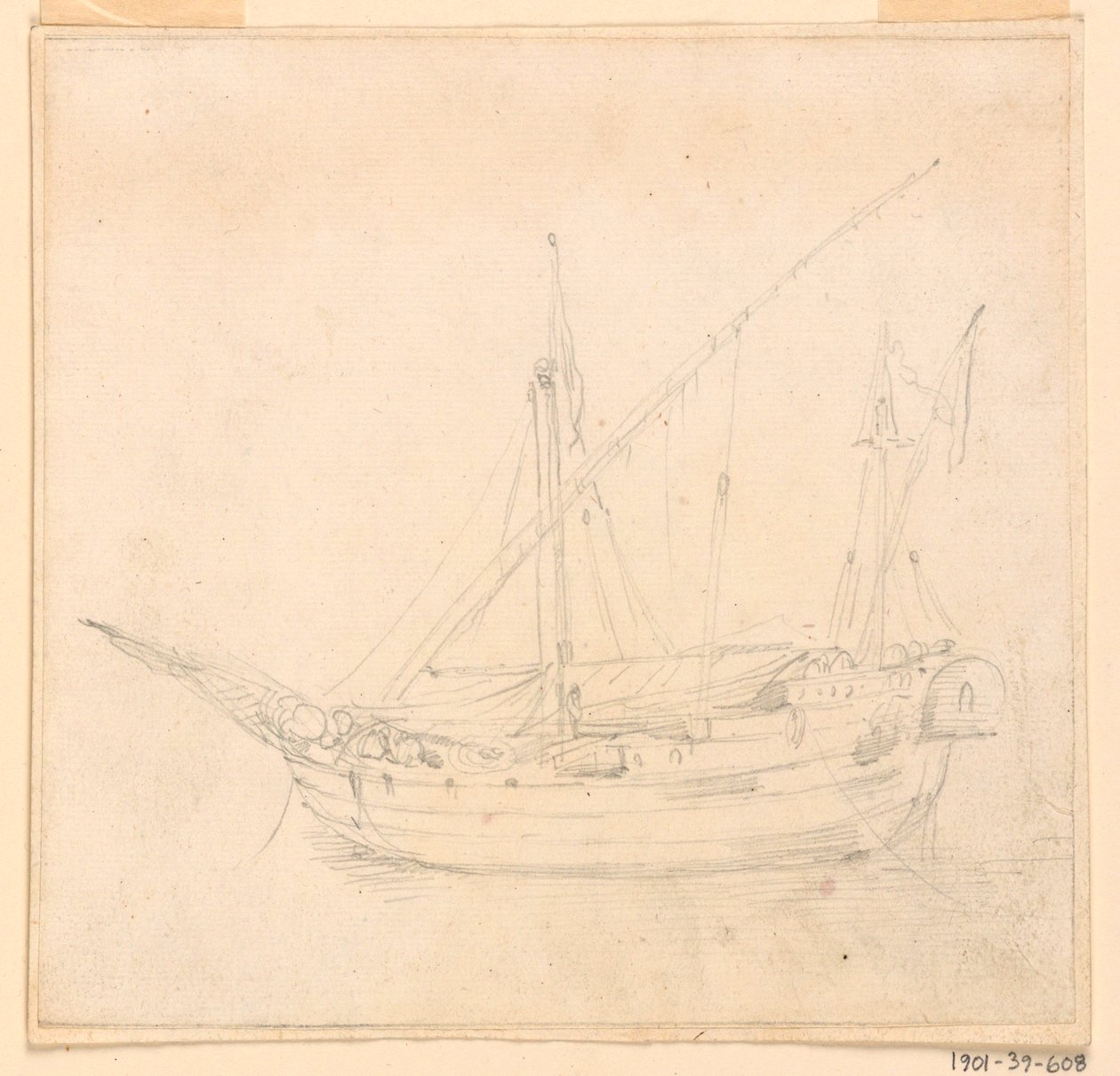 Rajz, Vitorlás hajó, 1780 körül alkotó: Filippo Marchionni
