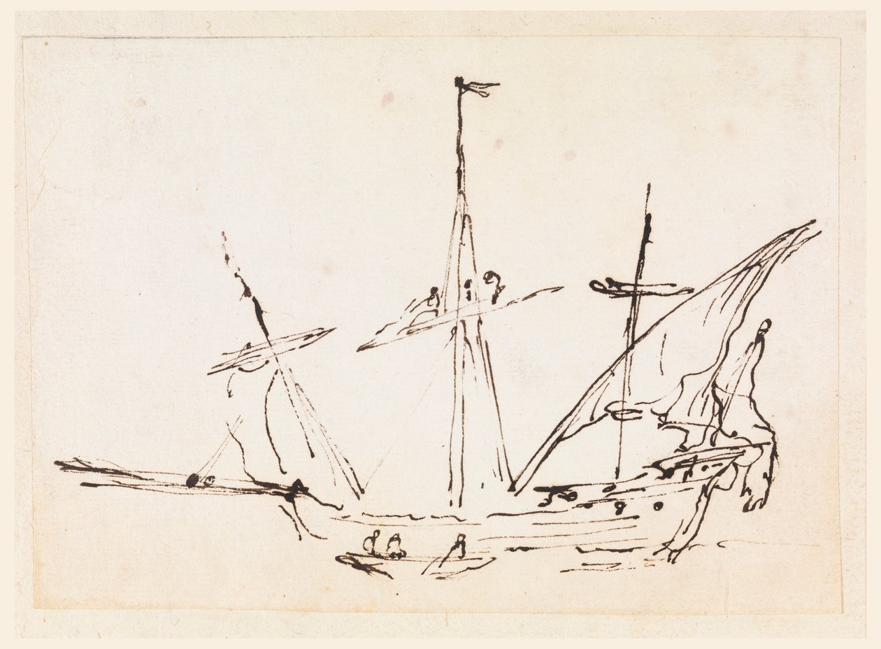 Rajz, Vitorlás hajó, 1770-1800 alkotó: Filippo Marchionni
