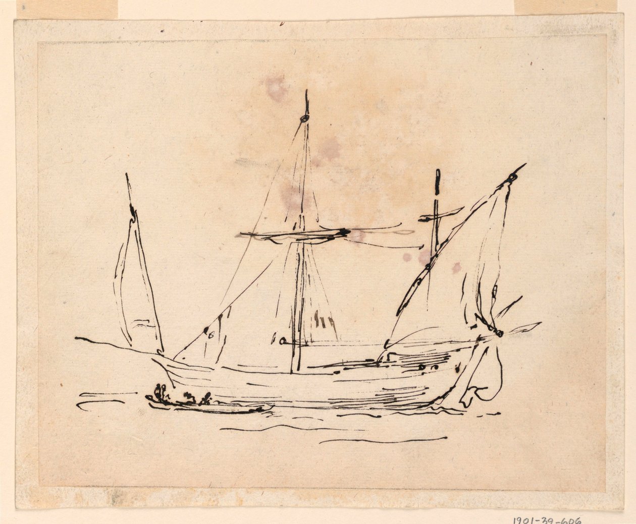 Rajz, Vitorlás hajó, 1770-1800 alkotó: Filippo Marchionni