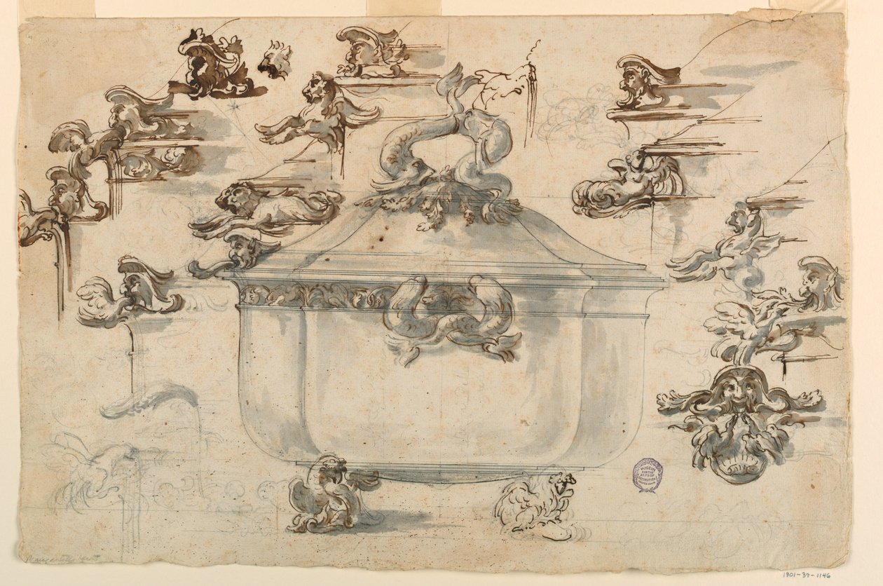 Rajz, Ezüst étkészlet tervei, 1769 alkotó: Filippo Marchionni