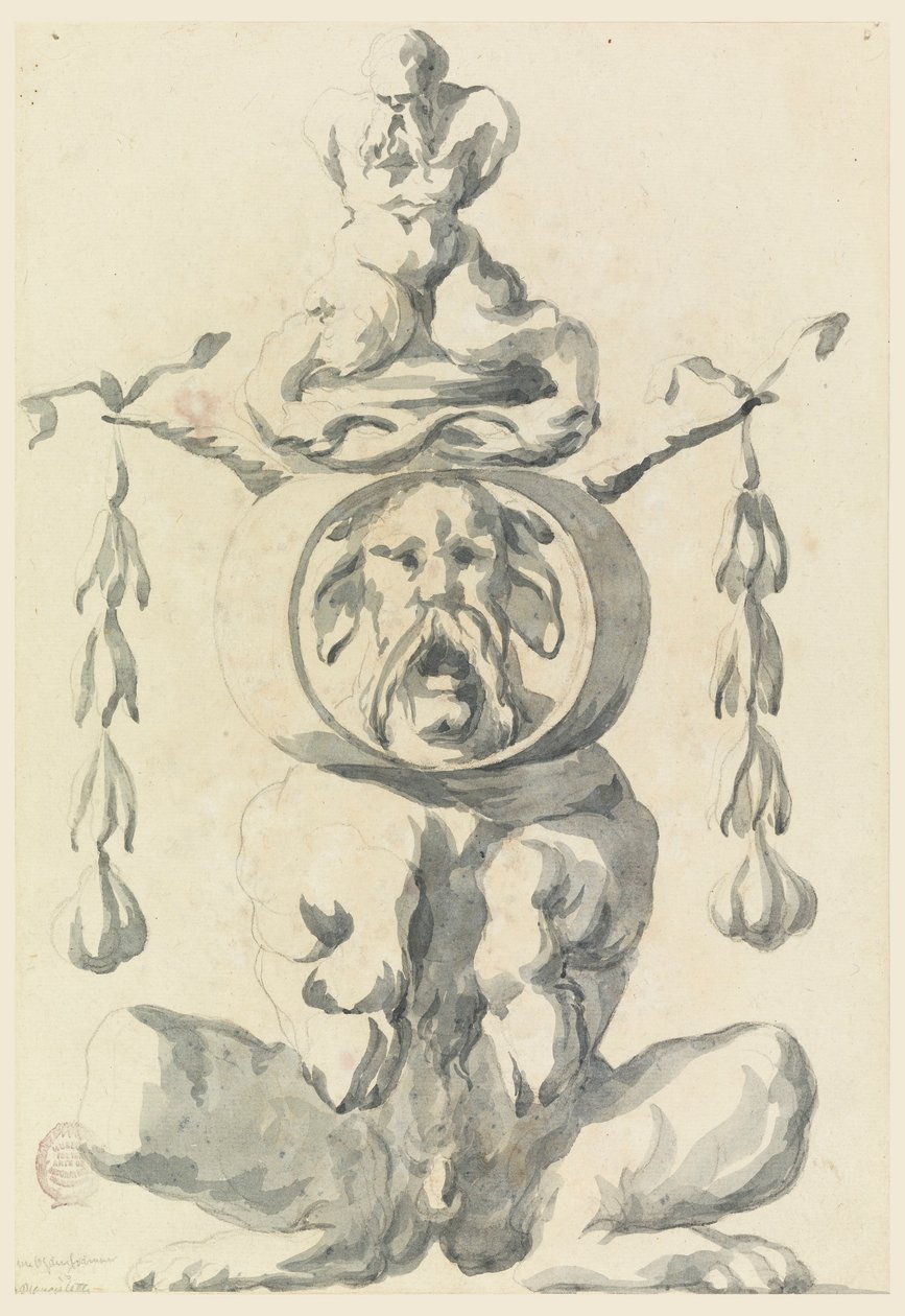 Rajz, Groteszk figura, 1550-1625 alkotó: Filippo Marchionni