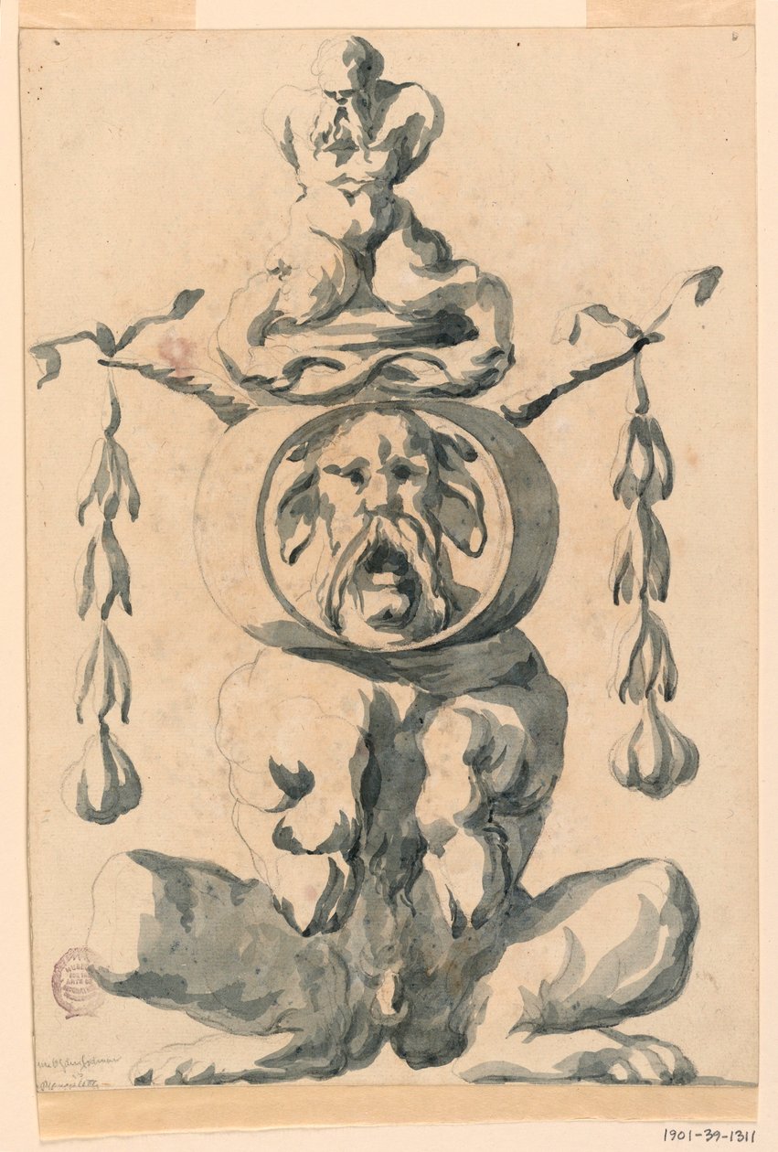 Rajz, Groteszk figura, 1550-1625 alkotó: Filippo Marchionni