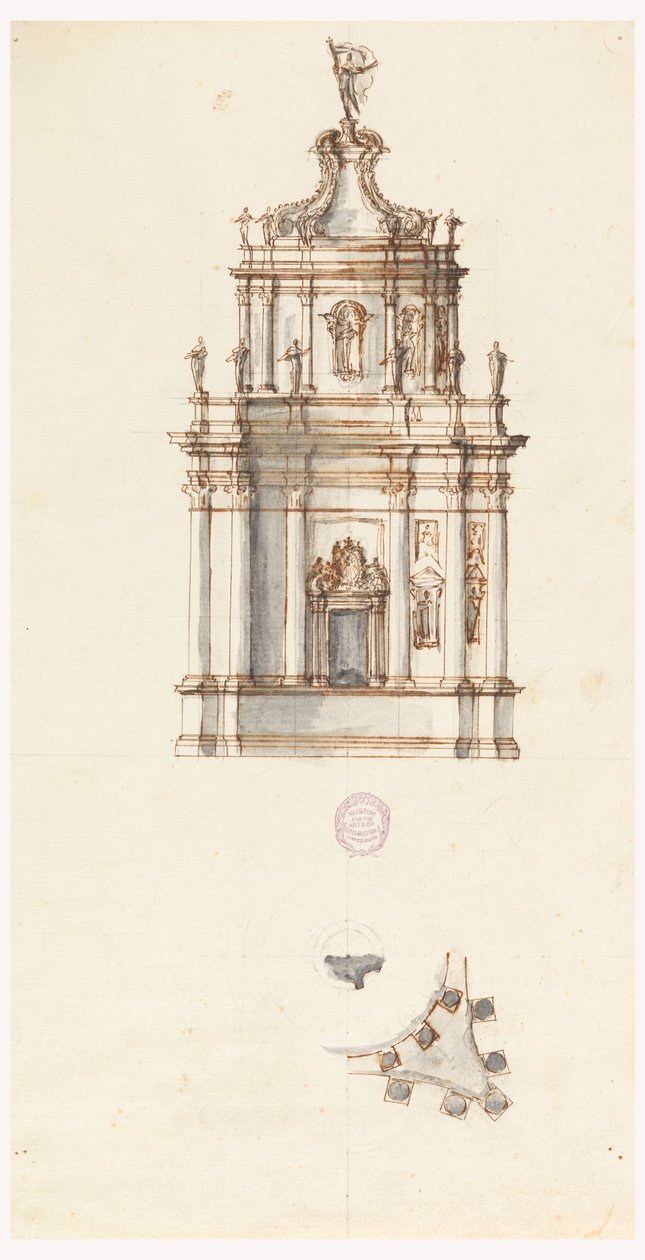 Rajz, Tabernákulum terv, 1750-1775 alkotó: Filippo Marchionni