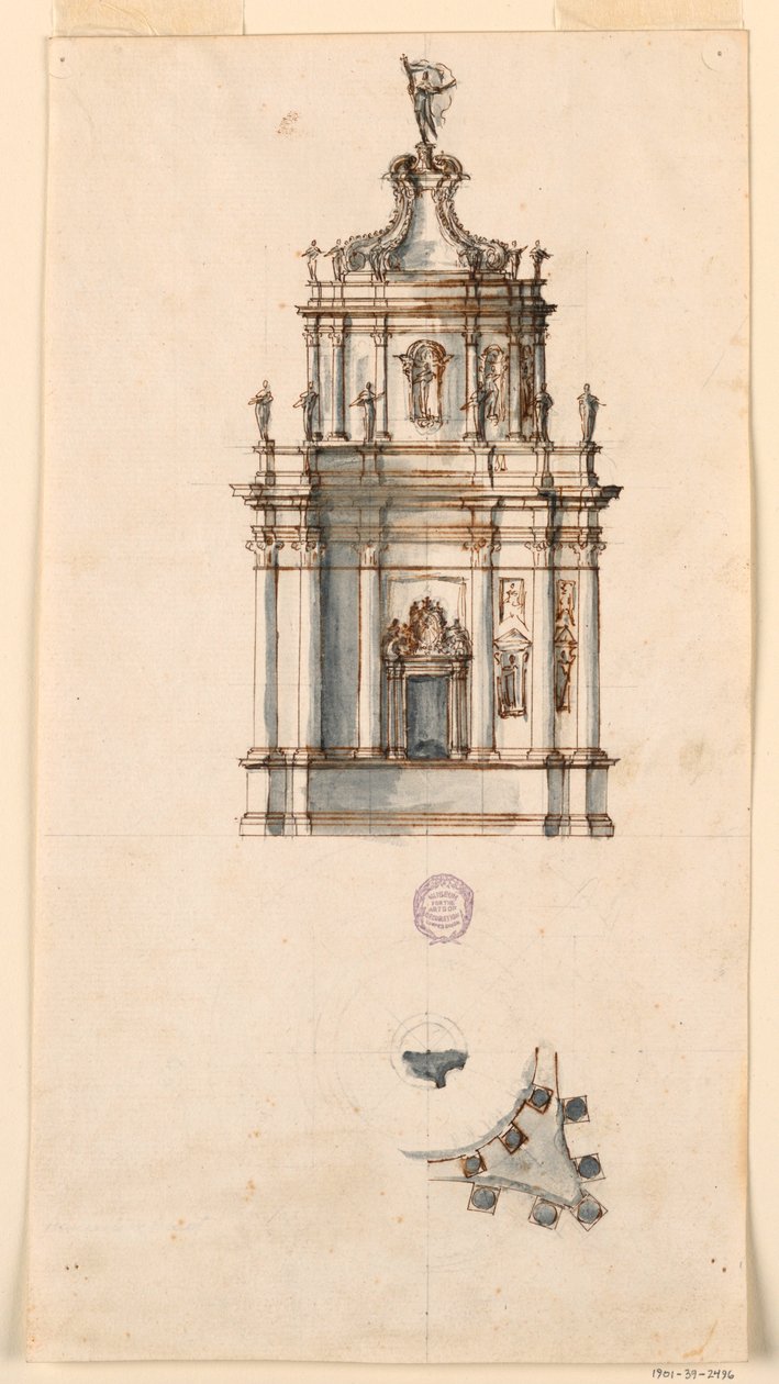 Rajz, Tabernákulum terv, 1750-1775 alkotó: Filippo Marchionni