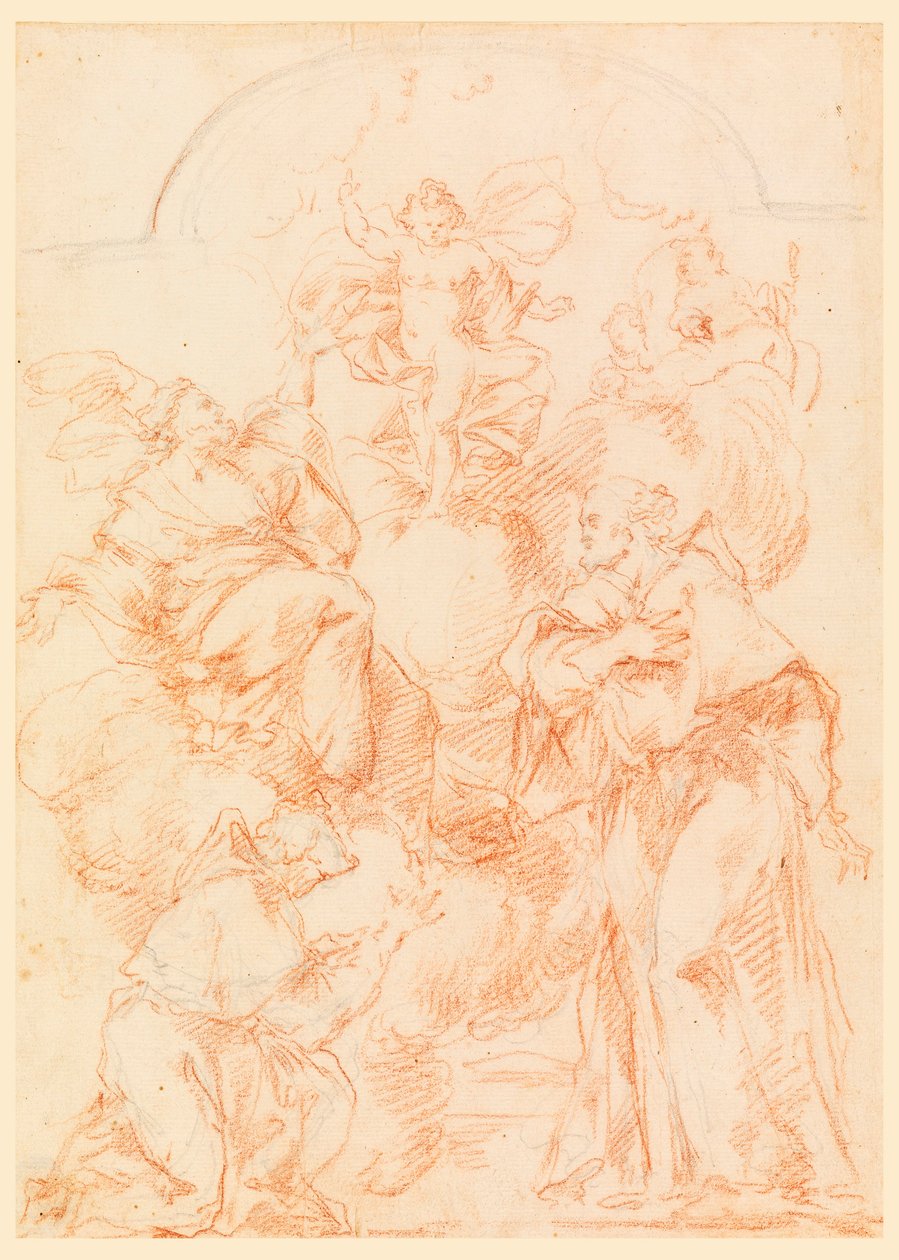Rajz, tanulmány egy oltárképhez, Krisztus gyermekével, 1750-1800 alkotó: Filippo Marchionni