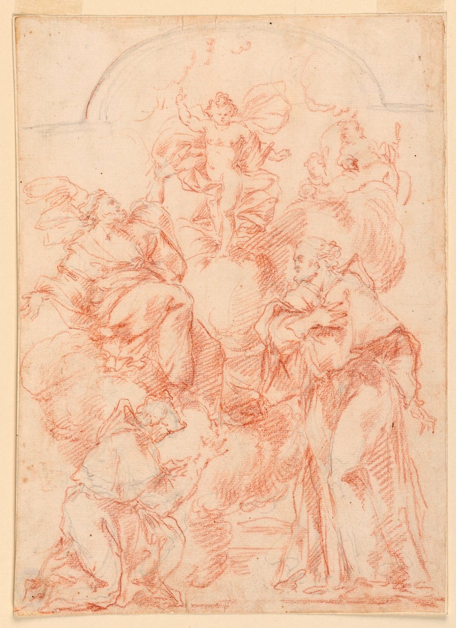 Rajz, tanulmány egy oltárképhez, Krisztus gyermekével, 1750-1800 alkotó: Filippo Marchionni