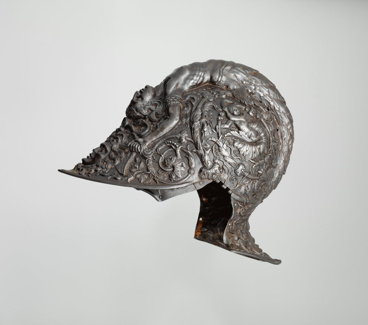 Burgonet, 1543 (acél, arany, textil) alkotó: Filippo Negroli